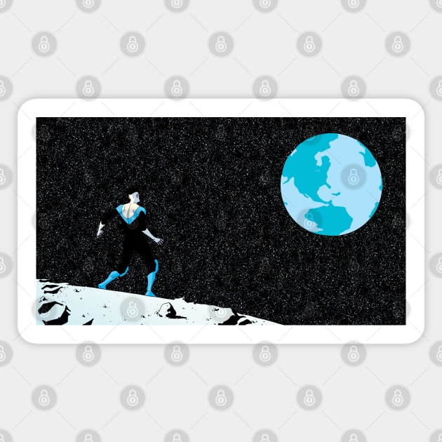 invincible on the moon Sticker by super villain